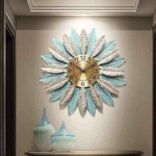 Blue white Metal wall clock 1