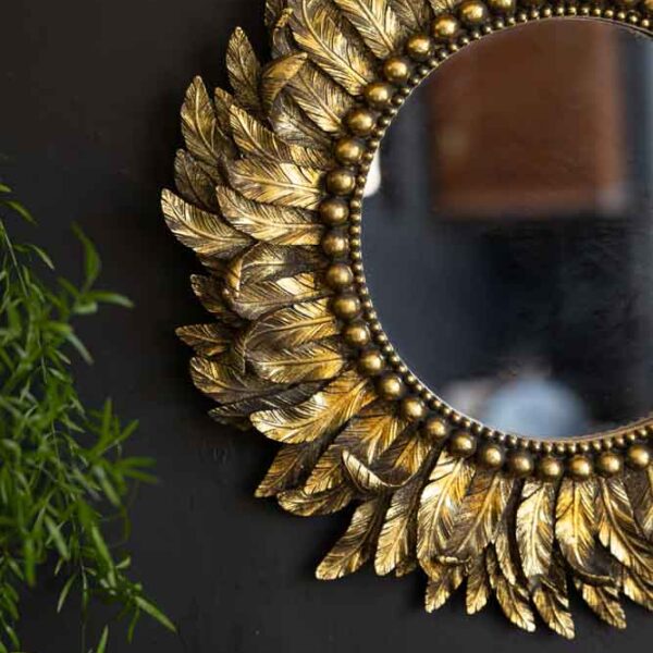 Gold Feather Mirror